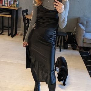 Shein long black satiny dress